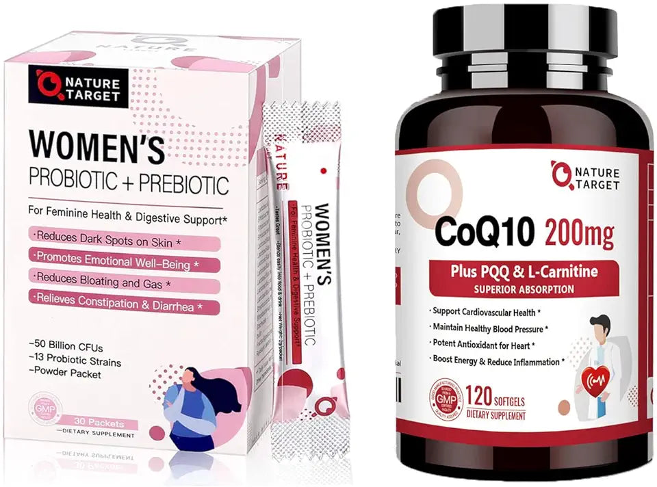 Probiotics Powder Supplement for Women & CoQ10-200mg with PQQ L-Carnitine & Omega-3s V9033