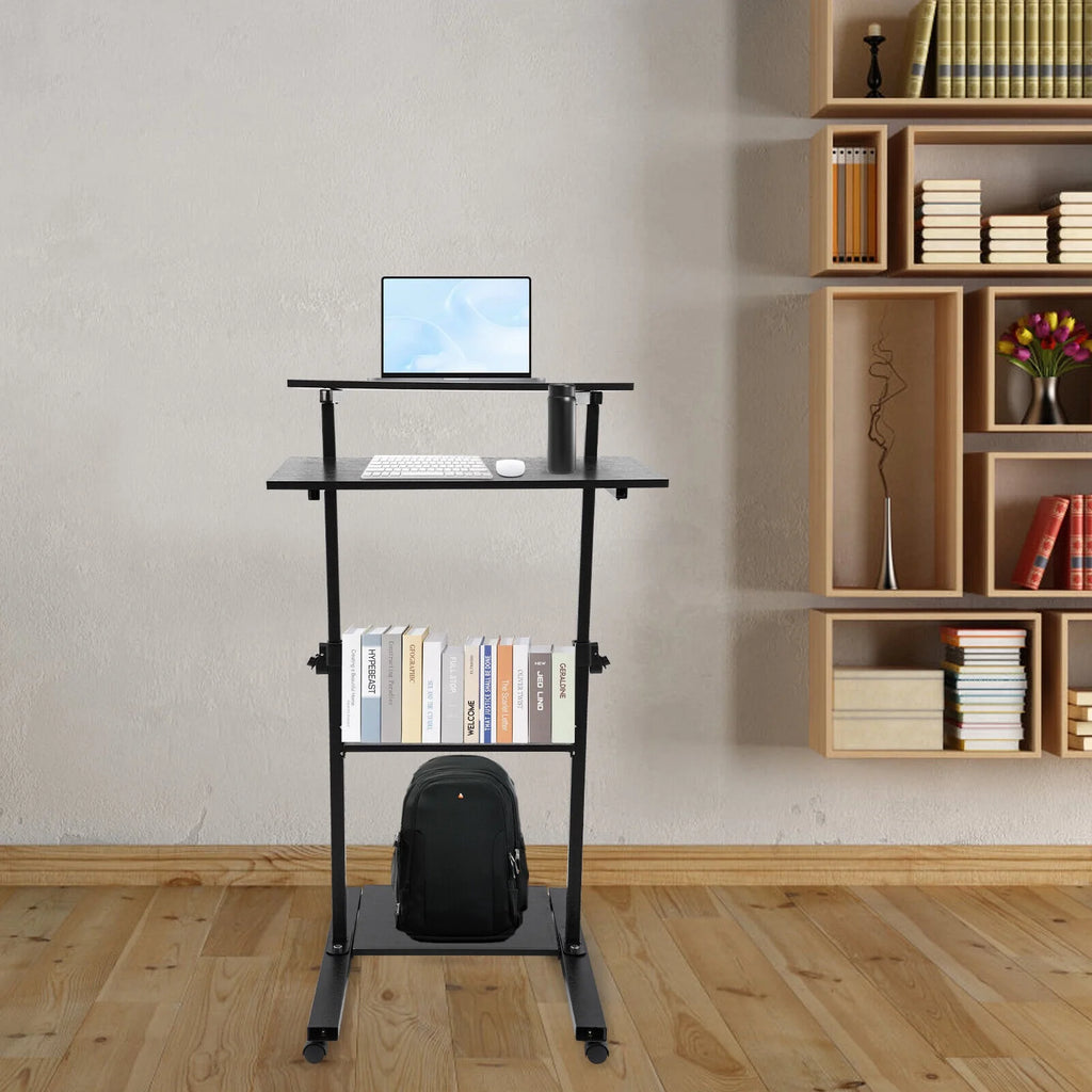 Black Adjustable Mobile Standing Desk L77390