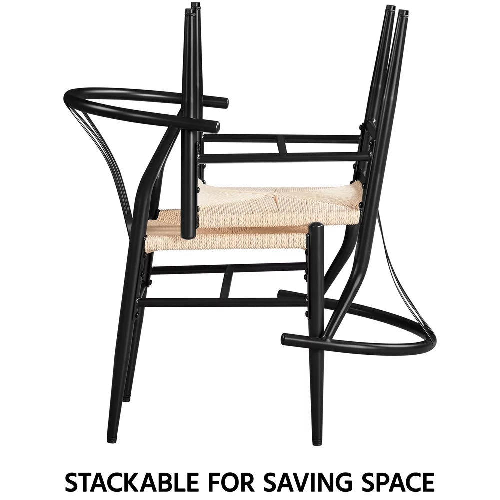Set of 4 Black Weave Dining Chairs Metal Frame C13615