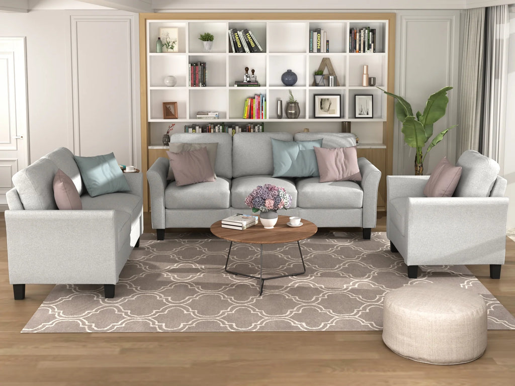 Light Gray Sofa Loveseat Chair 3-Seat Sofa F578
