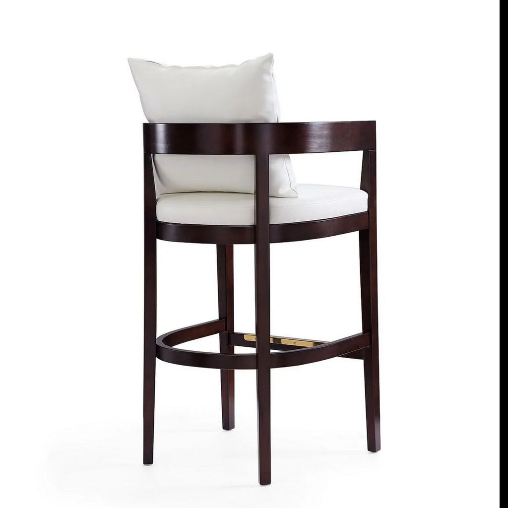 Ivory and Dark Walnut Beech Wood Barstool Z1863
