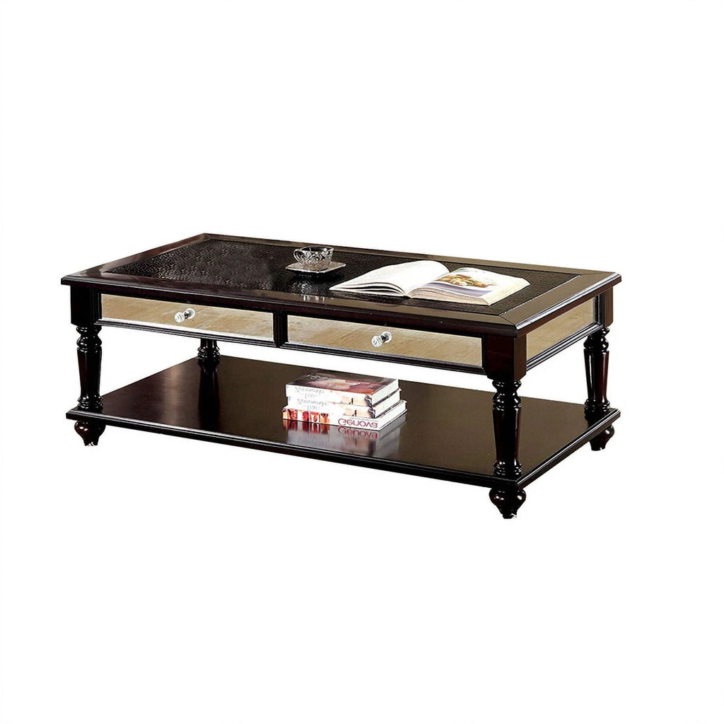 Brown Mirror Panel Coffee Table with 2 End Tables, Set of 3 B760297