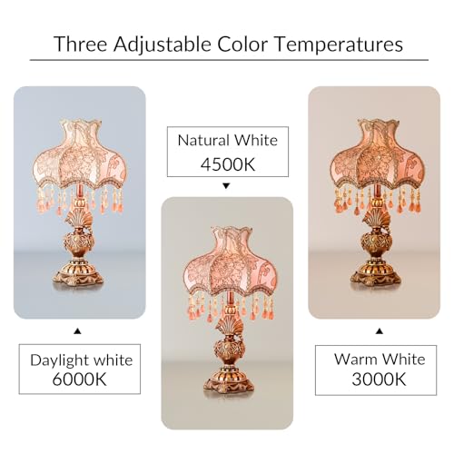 Antique Victorian Floral Table Lamp Fabric Lampshade Resin Base P260970