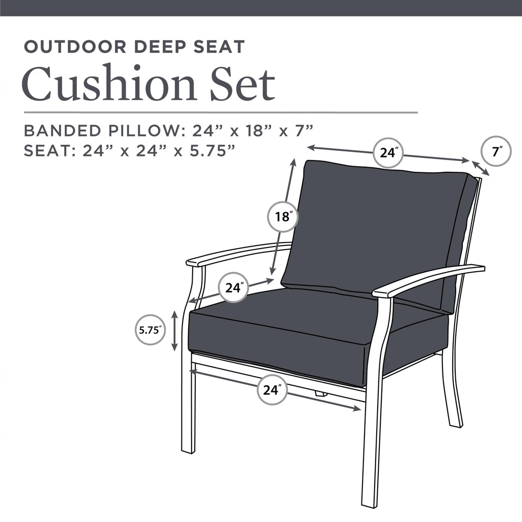 Black Tropical Outdoor 2-Piece Deep Seat Cushion I728