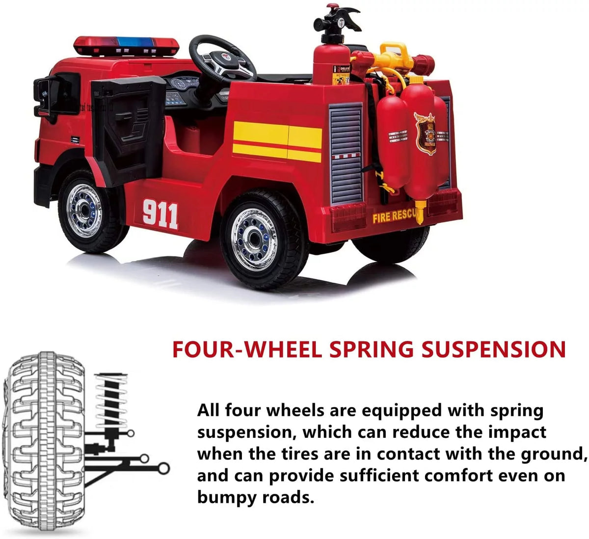 12V Battery Powered Ride On Fire Truck A135641
