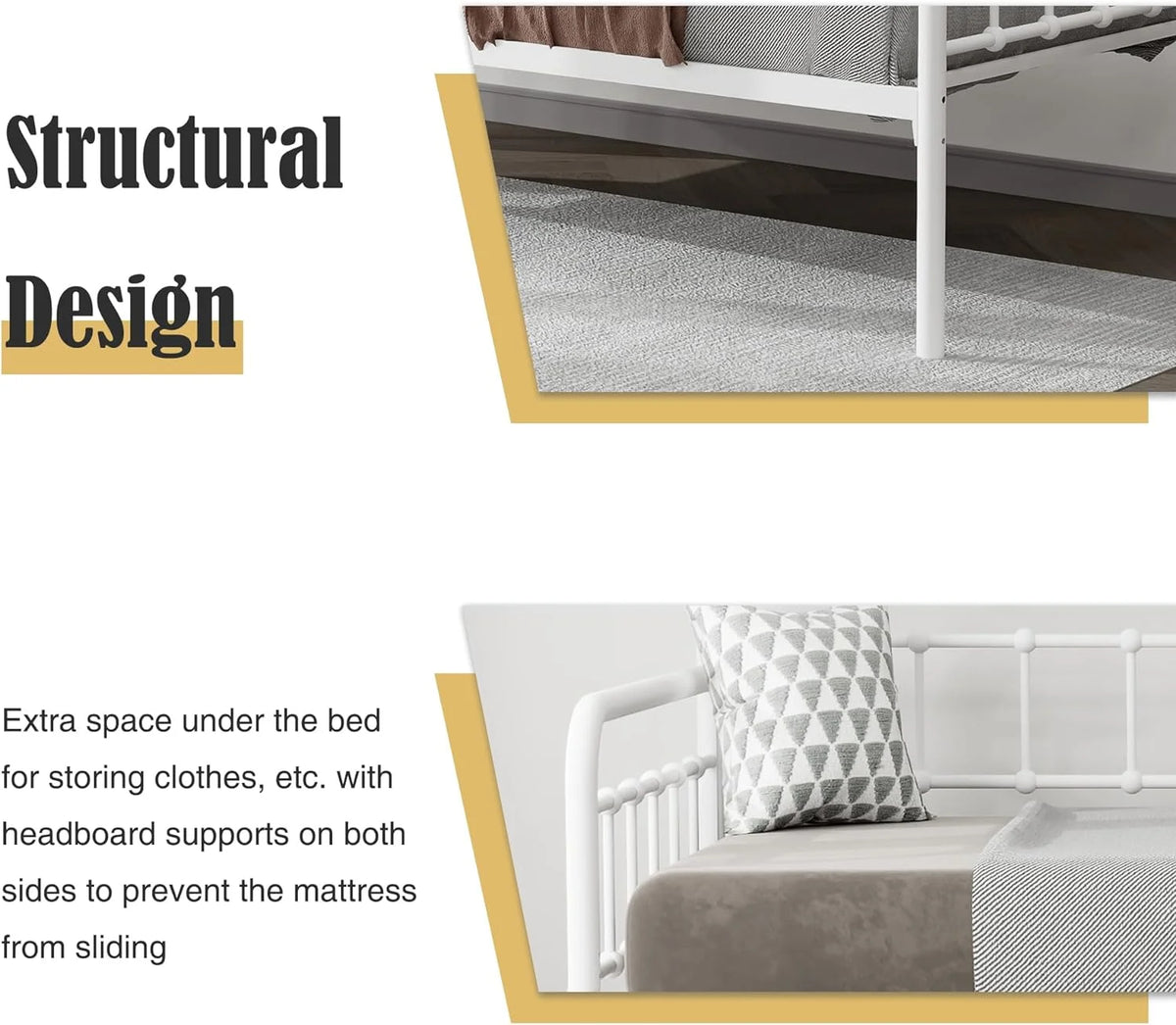 White Metal Twin Daybed Frame G3933
