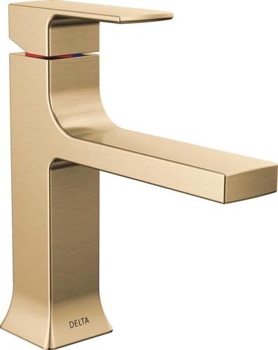 Brushed Gold Single Hole Bathroom Faucet with Push-Pop Drain Y984459
