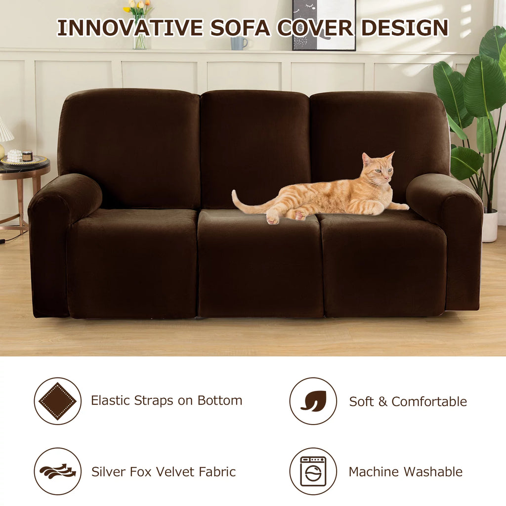 3 Seats Recliner Sofa Slipcover with Side Pocket H5374