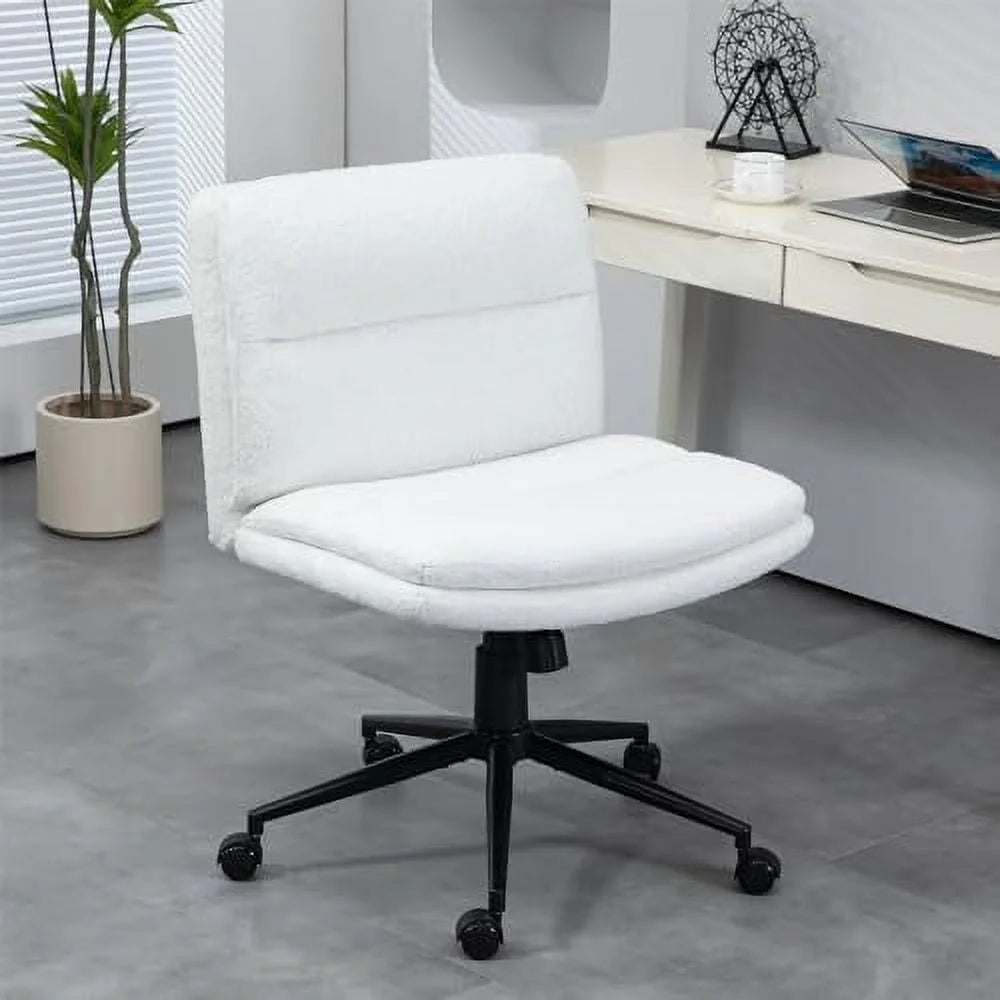 Black Armless Fabric Office Chair with Wheels V95735