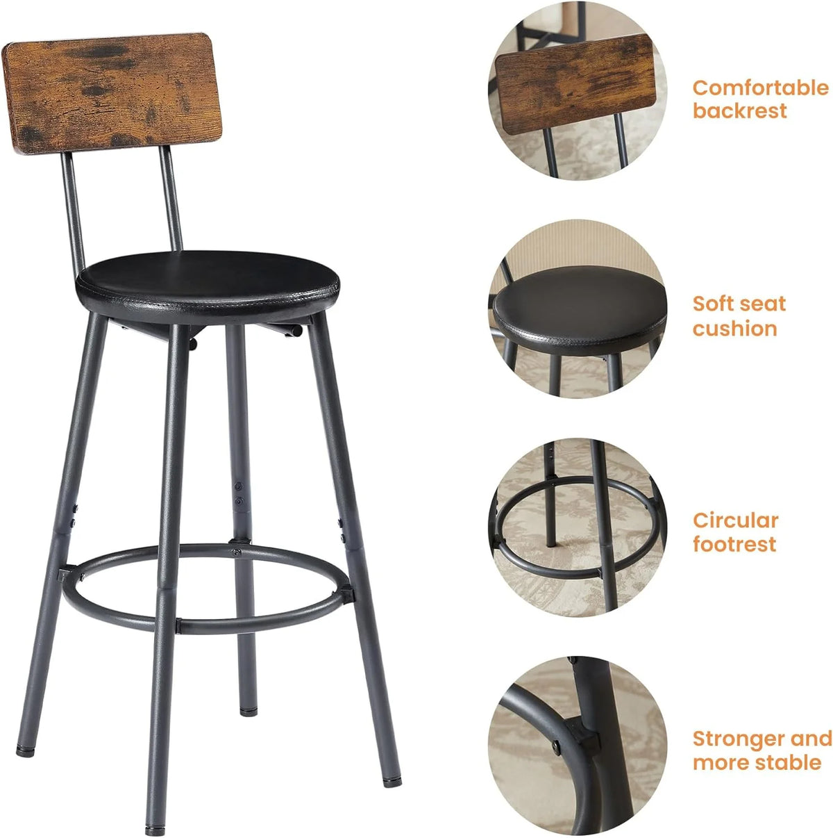 Wood Bar Table and Chairs Set for 3 A4707