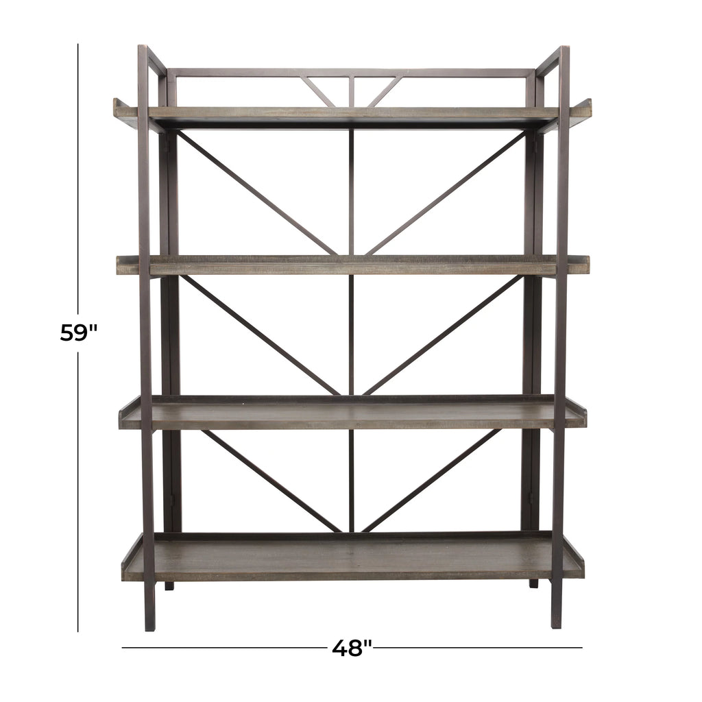 48" x 59" Brown Metal 4-Tier Shelving Unit I9193