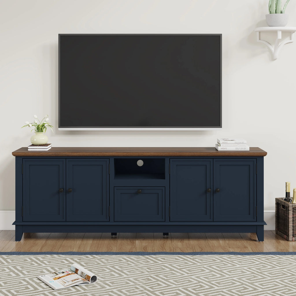 Navy Blue 72-Inch TV Stand with Adjustable Shelves L158