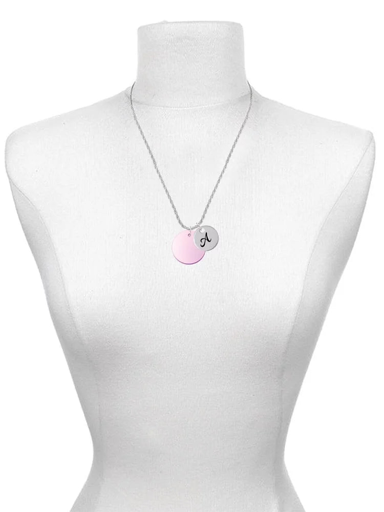 Light Purple Imitation Pearl Initial Charm Necklace A4670