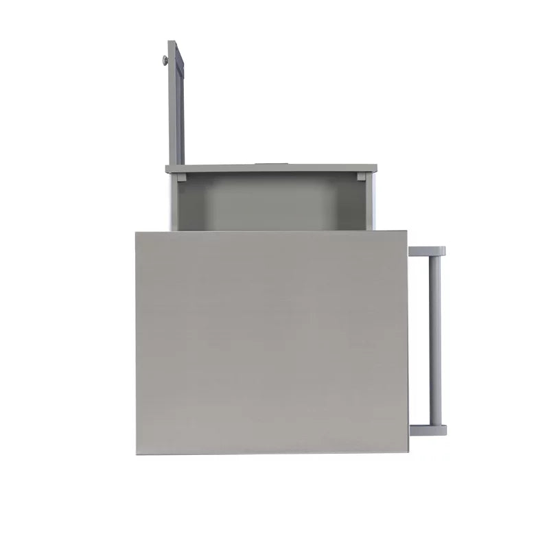 Gray Wood Stainless Steel-Top Kitchen Cart E16638