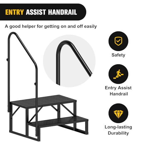 RV Steps with Handrail, 4 Steps Portable Anti-Slip B54565