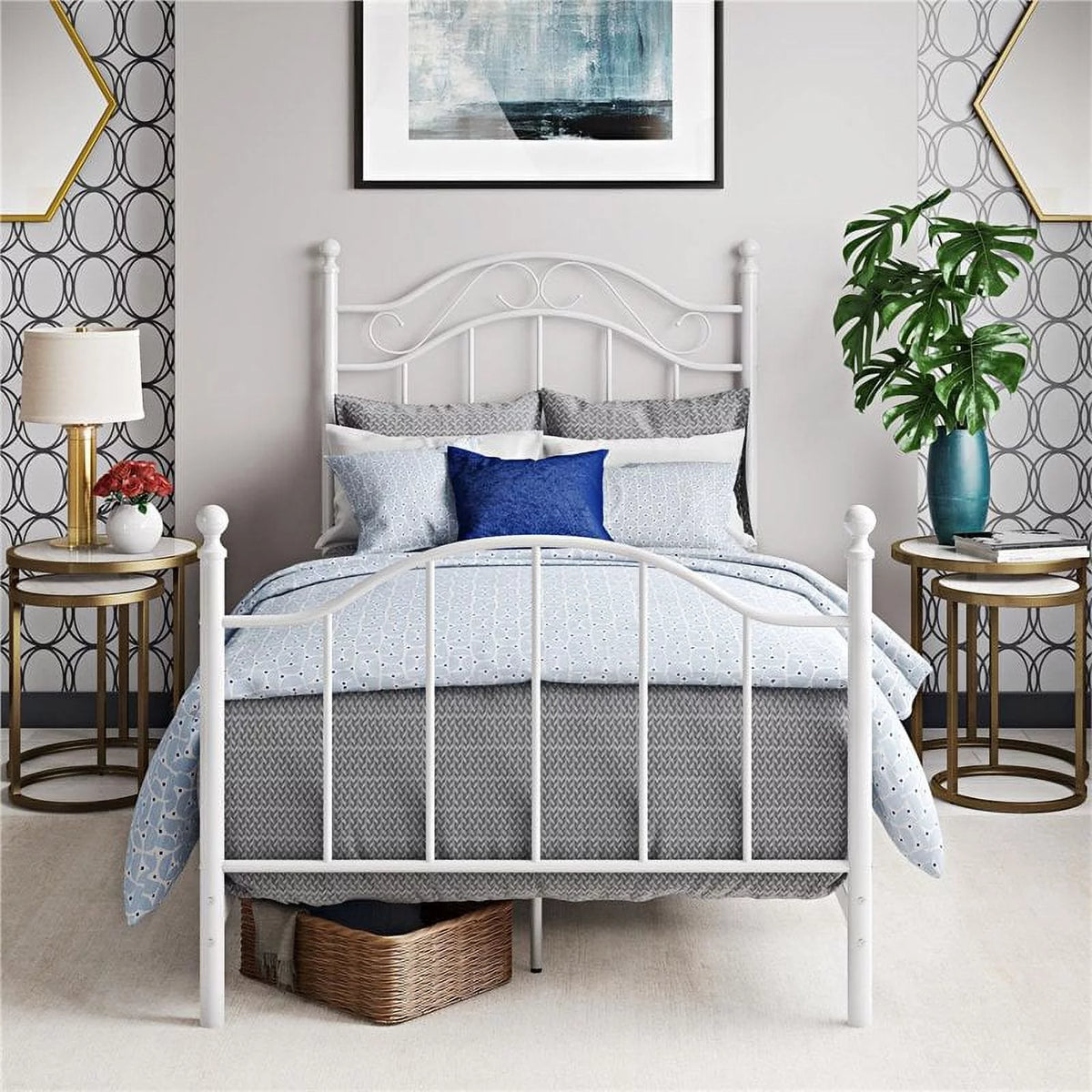 White Twin Metal Bed A607