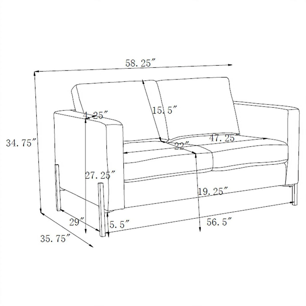 Upholstered Fabric Sofa Set with Track Arms U628