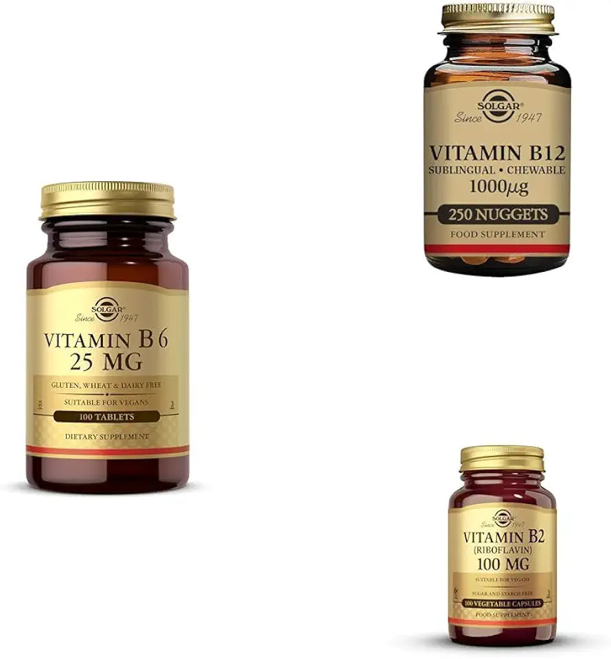 Vitamin B6 25 mg 100 Tablets + Vitamin B12 1000 mcg 250 Count + Vitamin B2 100 mg 100 Capsules D37827