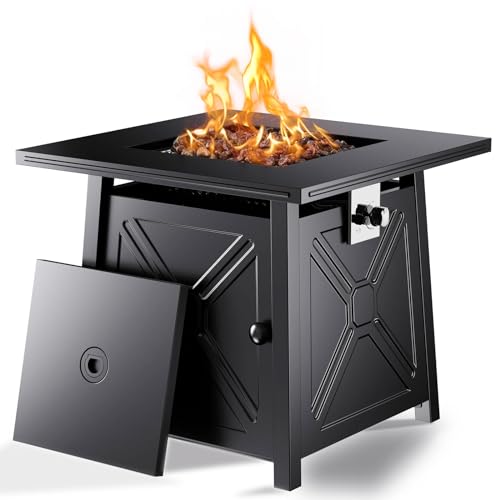 43 Inch 50000 BTU Propane Gas Fire Pit Table with Glass Rocks B895