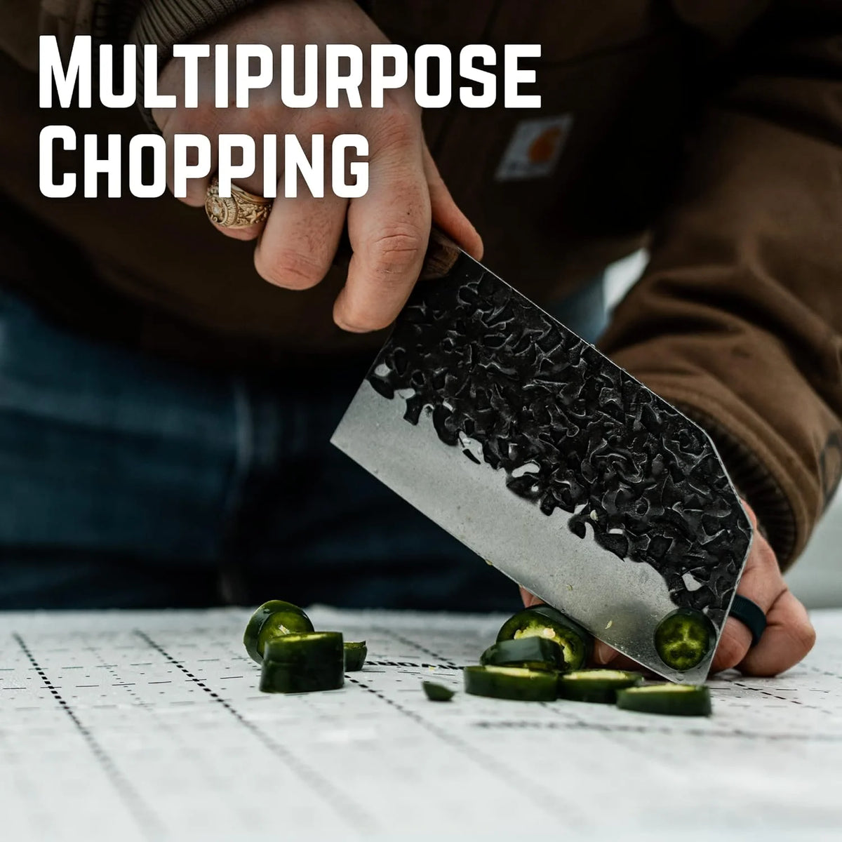 Knife Kit with Chopper Tanto and Carving Knives in Waxed Canvas Roll G39989
