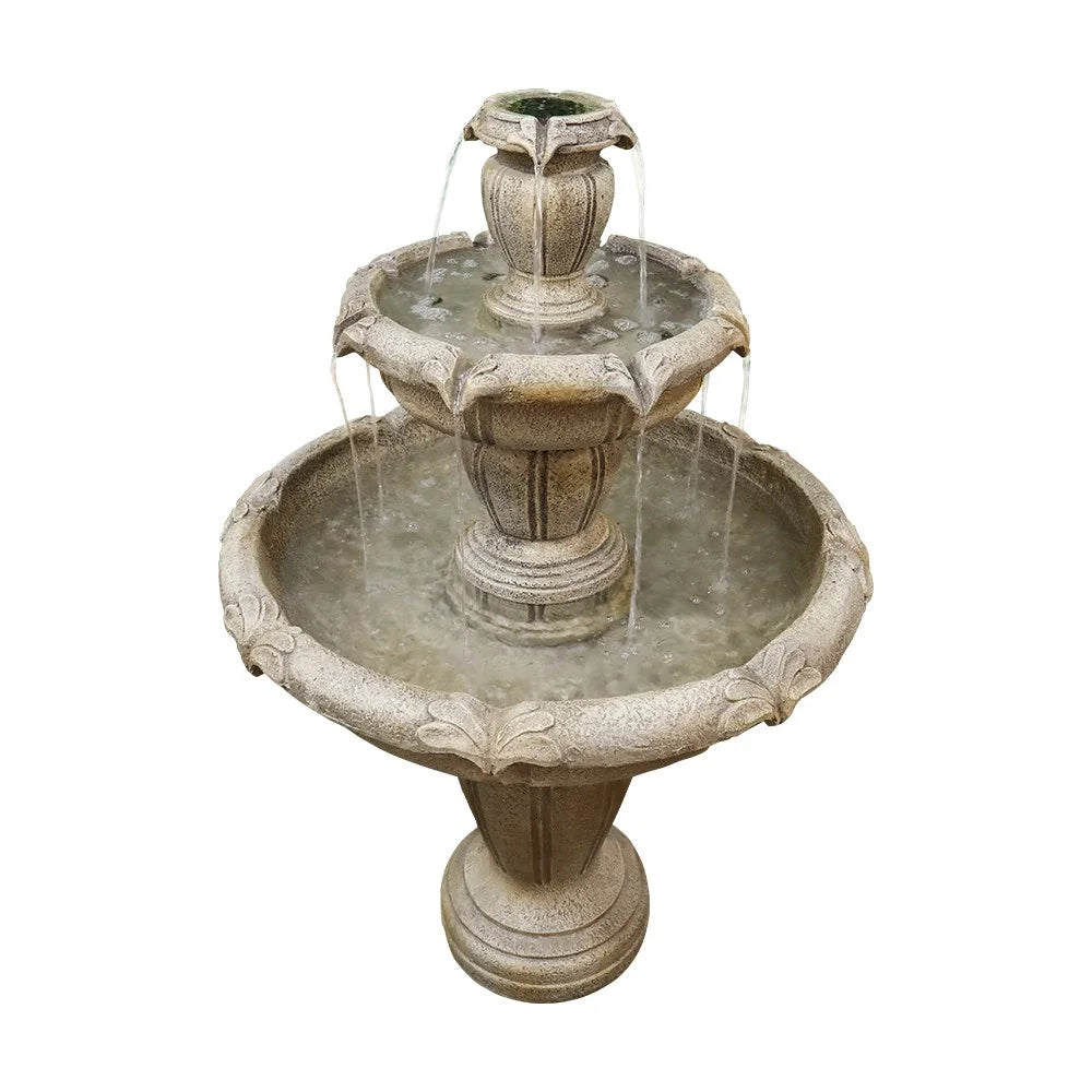 48-Inch Tall 3-Tiered Concrete Fountain J25869