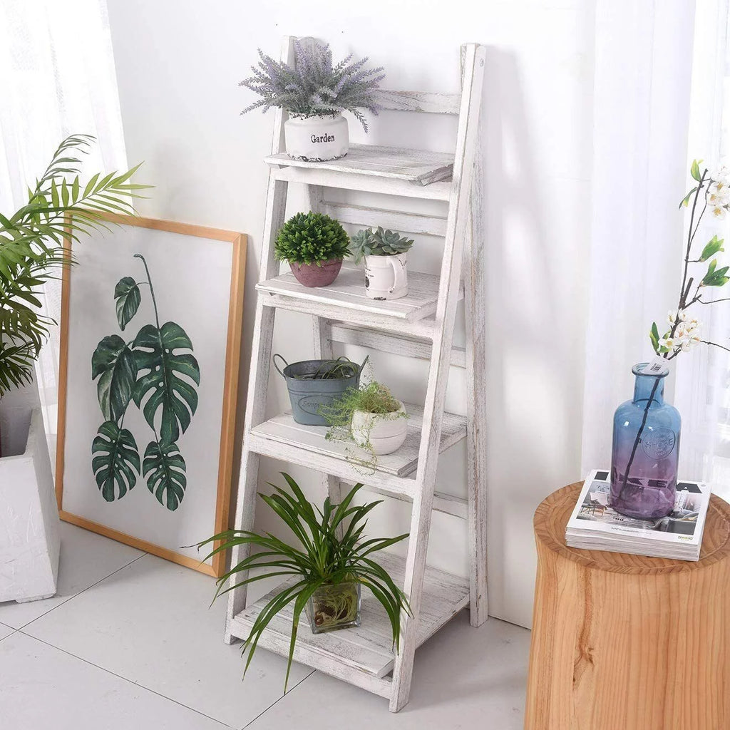 4Tier Wooden Plant Stand Foldable Ladder Shelf R699