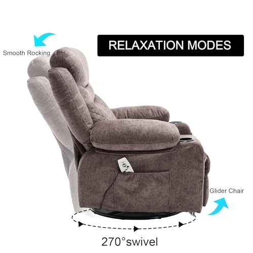 Oversized Grey Fabric Recliner with Massage and Heat X631373