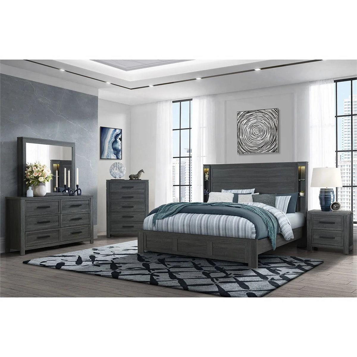Dark Grey King Bed I791