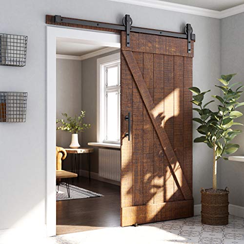 6.6ft Heavy Duty Sliding Barn Door Hardware Kit, Black O118