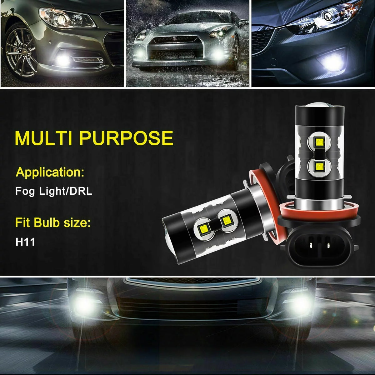 D3S H11 HID LED Fog Light Bulbs 6000K P1469