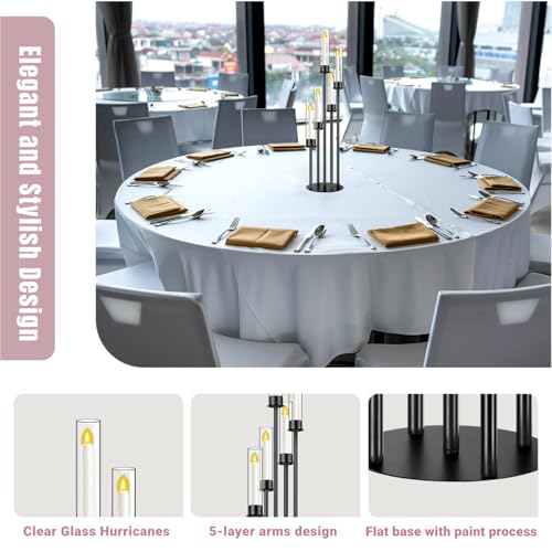 Black 5 Head Glass Cylinders Metal Candelabra K609190