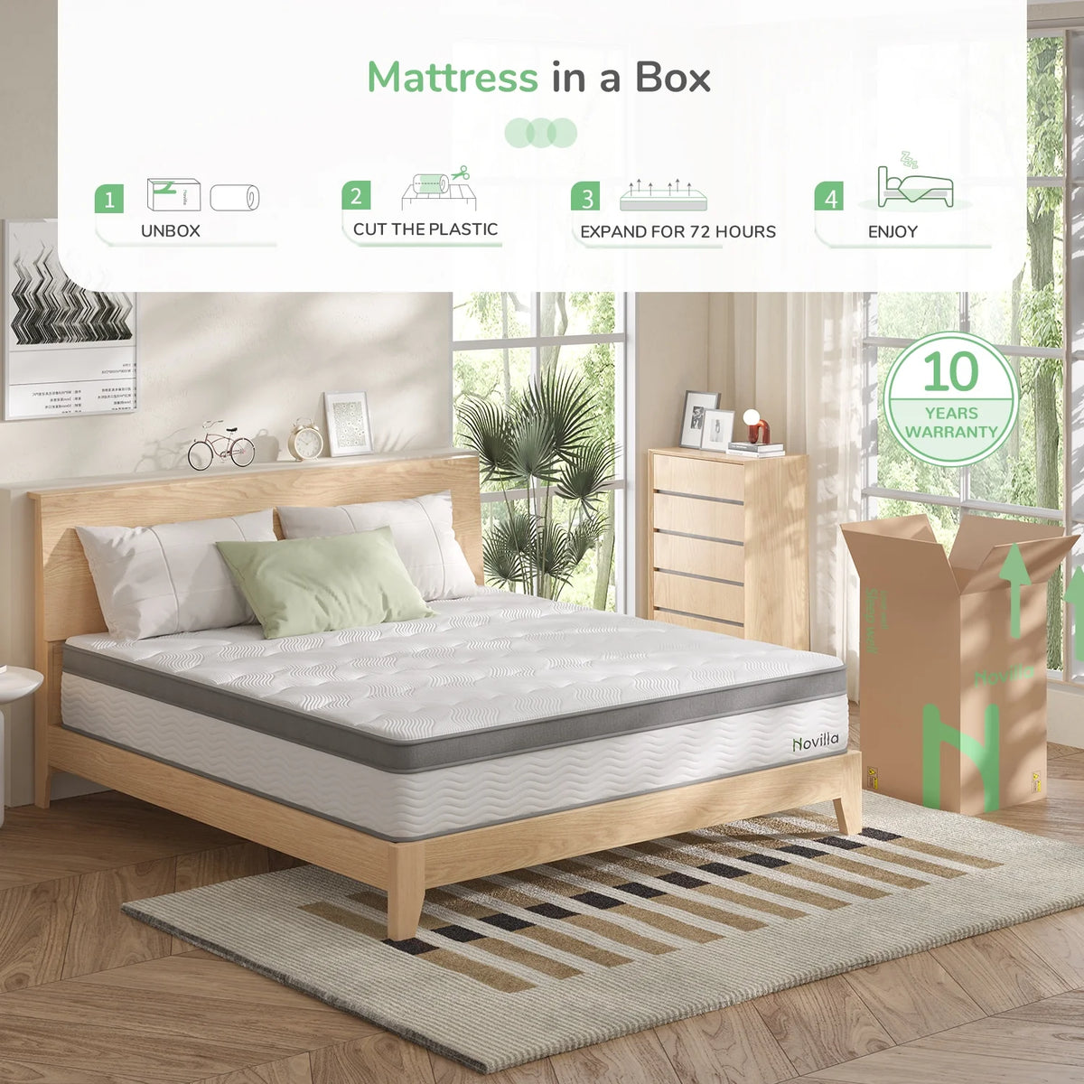 12" Gel Memory Foam Pocket Spring Hybrid Mattress, Queen Size O21109