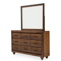 Wood Dresser with Mirror Set in Burnt Umber Brown W494