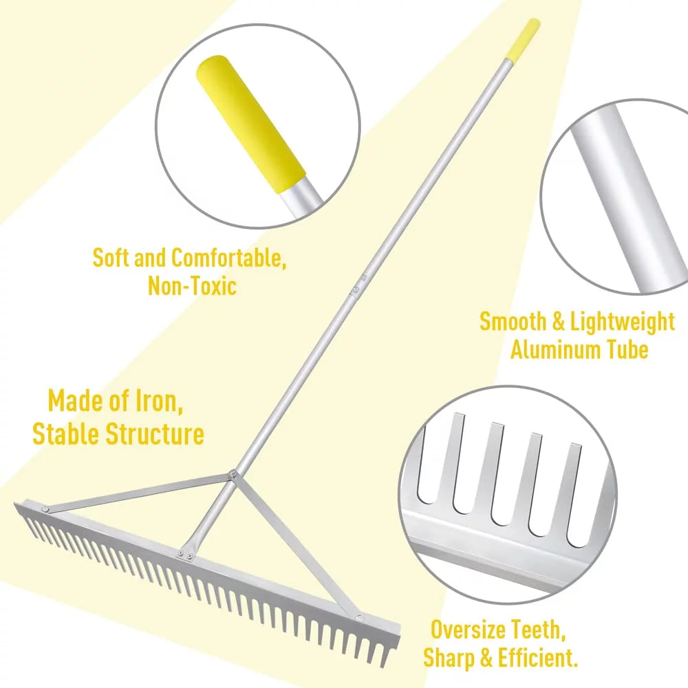 36'' Aluminum Landscape Rake with 69'' Handle N4975