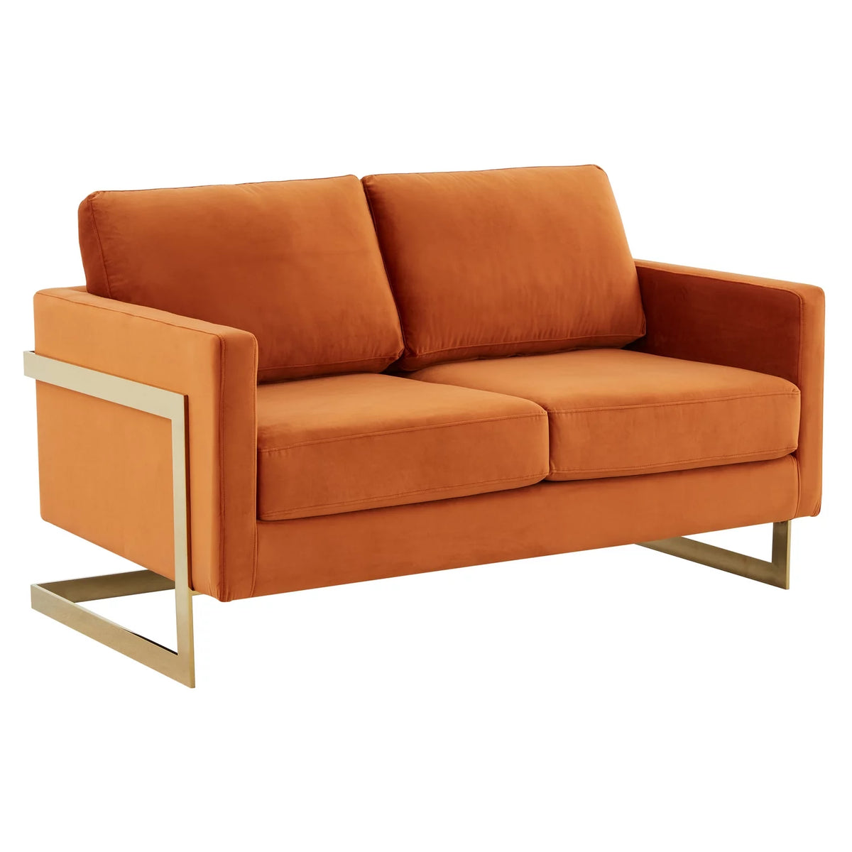 Upholstered Velvet Loveseat with Gold Frame B191126