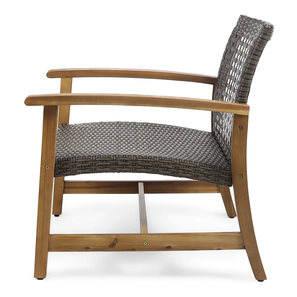 Wood and Wicker Club Chairs, Set of 2 B998267