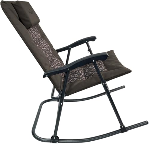 Black XL Oversize Padded Folding Rocking Camping Chair K76718