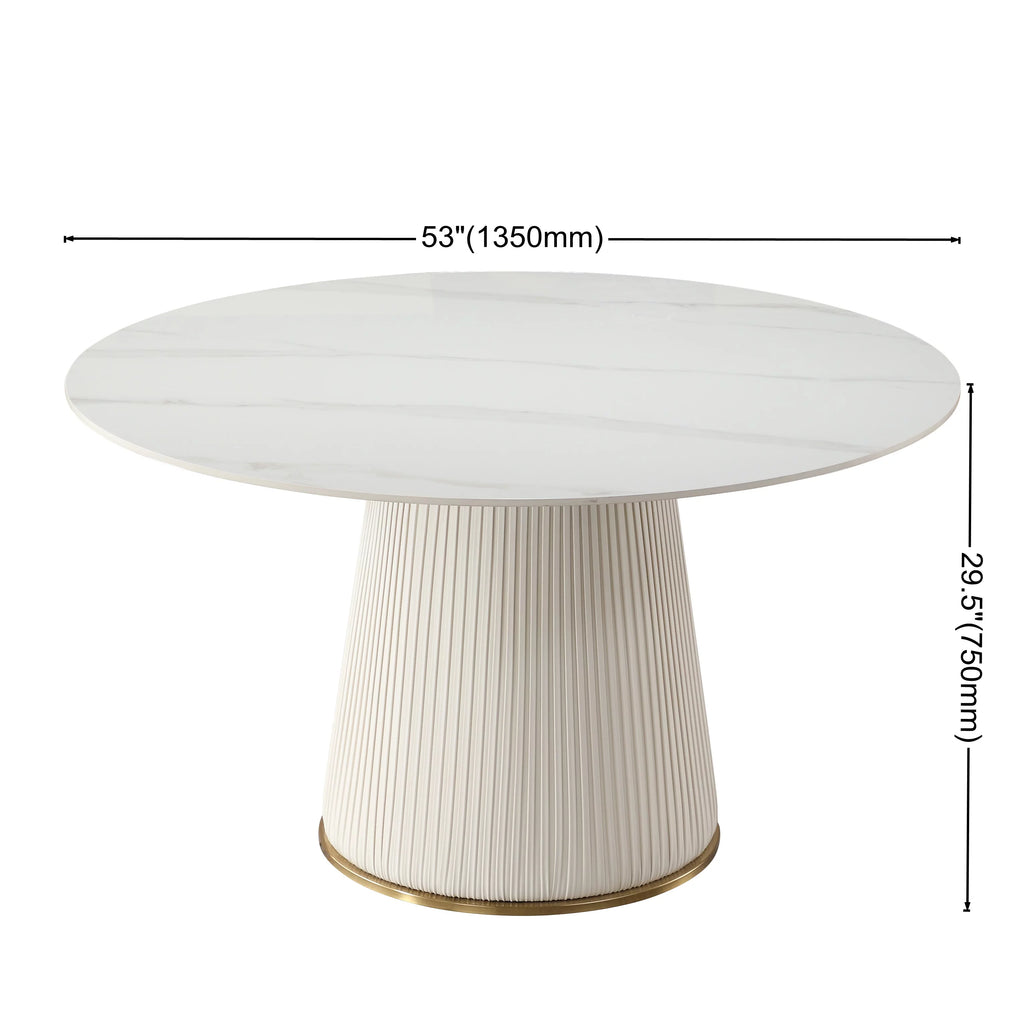 White 7 Piece Faux Marble Dining Table Set J197676