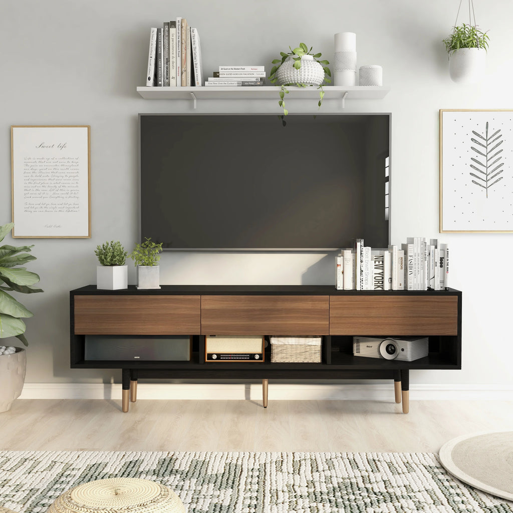 Black 71-inch 3-Shelf TV Console B4070