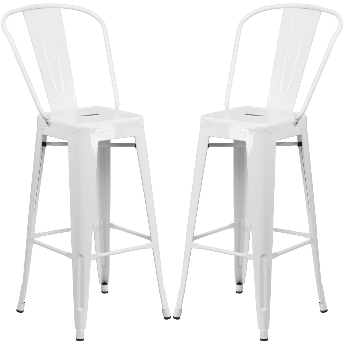 White Metal Barstool 4 Stools L920