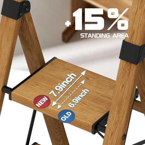 3 Step Folding Aluminum Steel Ladder 330lbs Capacity P109