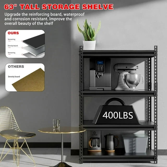 2 Packs 4 Tier Adjustable Metal Storage Shelves E97423