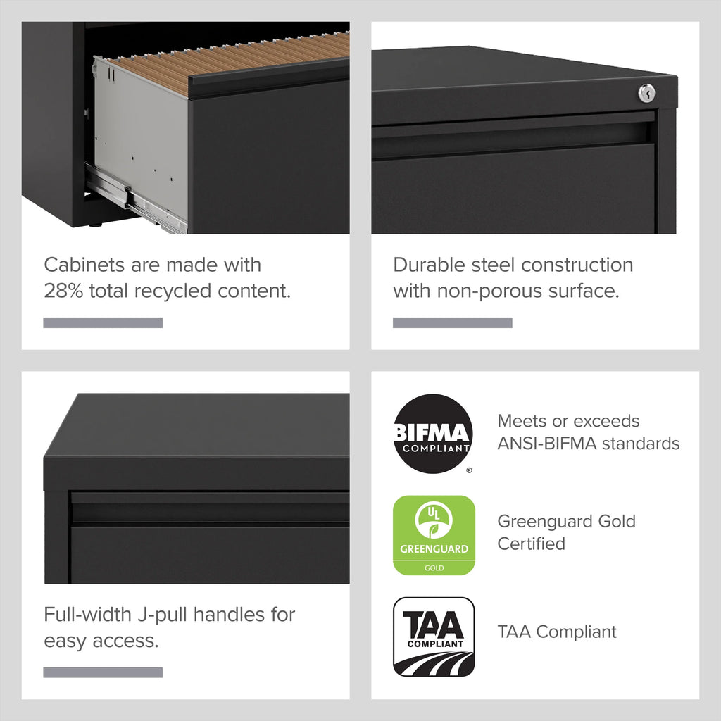 30 inch Wide 2 Drawer Metal Lateral File Cabinet Black P223