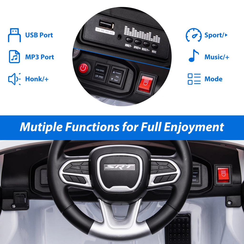 12V White Ride on Car with Remote Control J348336