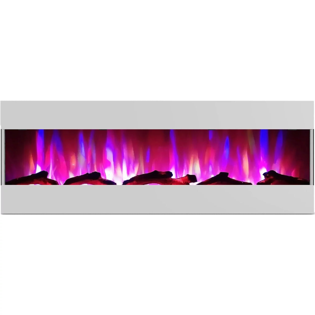 60 In. Recessed Electric Wall Mounted Fireplace Heater with Multi-color Flame I73962