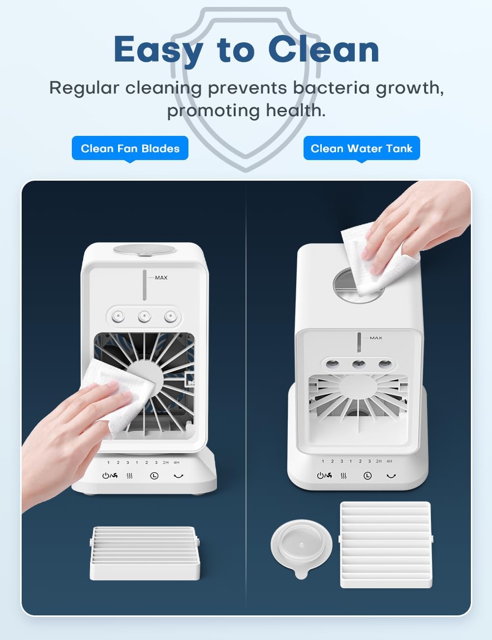 Portable Air Conditioner with 90° Rotate Base, 4H Timer, 300ml Water Tank O258