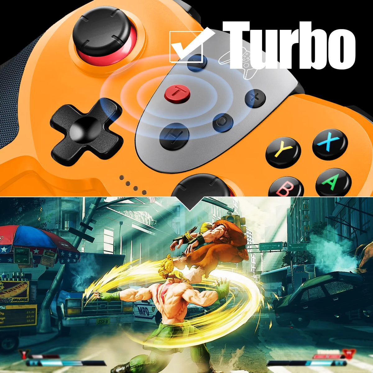 Wireless Controller with 4 Vibration Levels, Adjustable Turbo Speed, NFC Technology (Orange) F57410