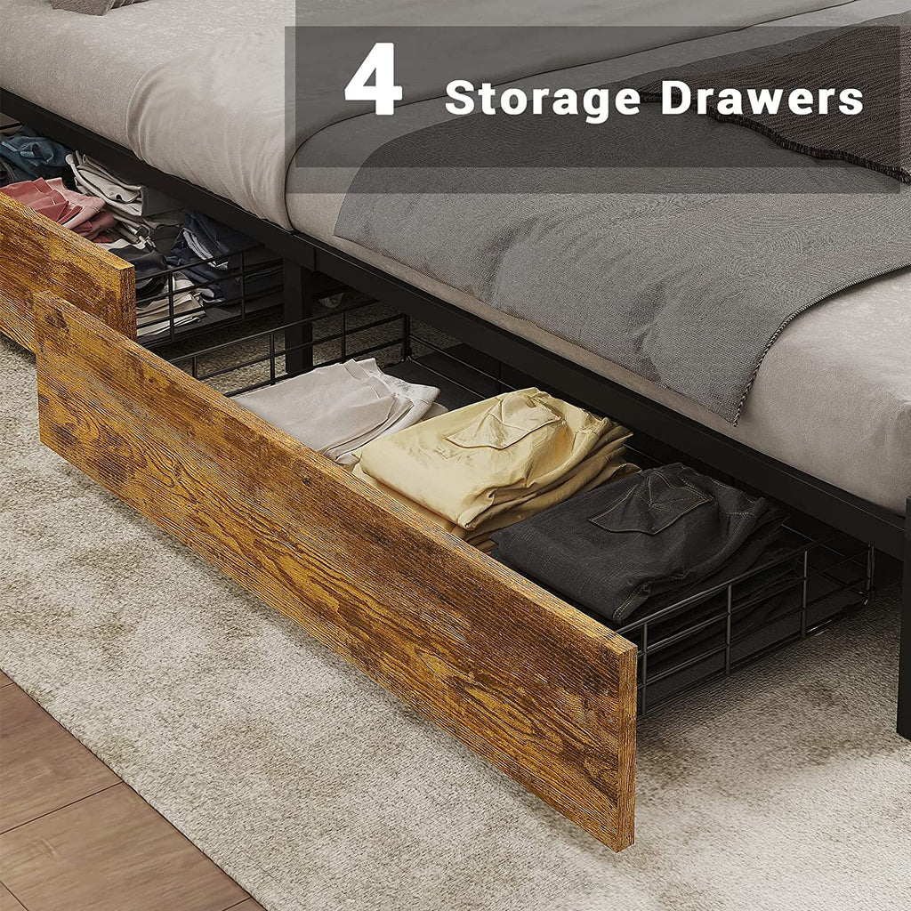 Queen Bed Frame with Headboard and Drawers B796