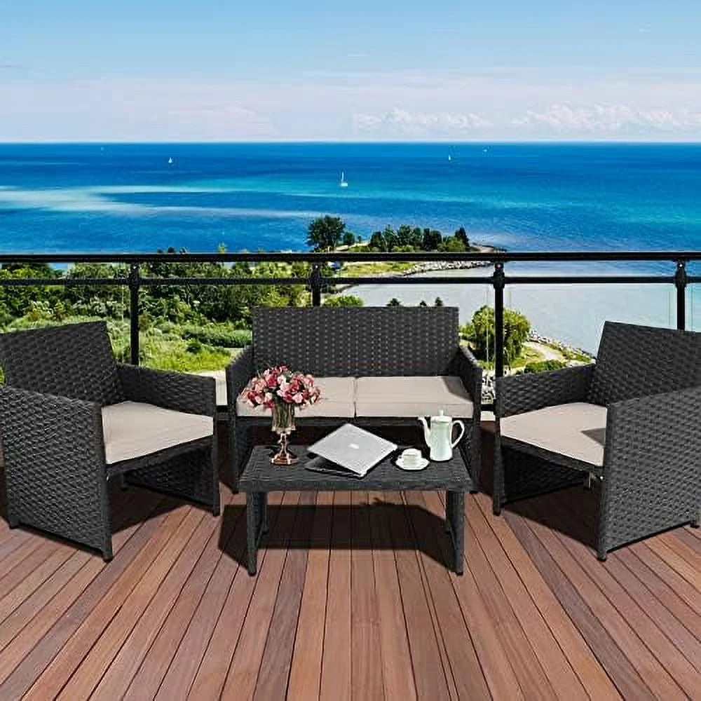 3 Piece Patio Conversation Set with Non-Slip Cushions K633713