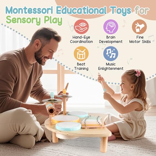 Kids Drum Set Montessori Musical Instruments Xylophone Drum Kit Y998
